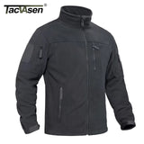 TACVASEN Men's Fleece Jacket Soft Warmth Windproof Full Zip Up Coat Multiple Zipper Pockets Hiking Working Outdoors Windbreaker