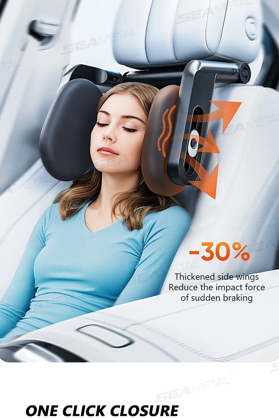 SEAMETAL Multifunctional Car Headrest 3D Memory Foam Neck Support Pillow Free-Adjustment Neck Protection Pillow for Traveling