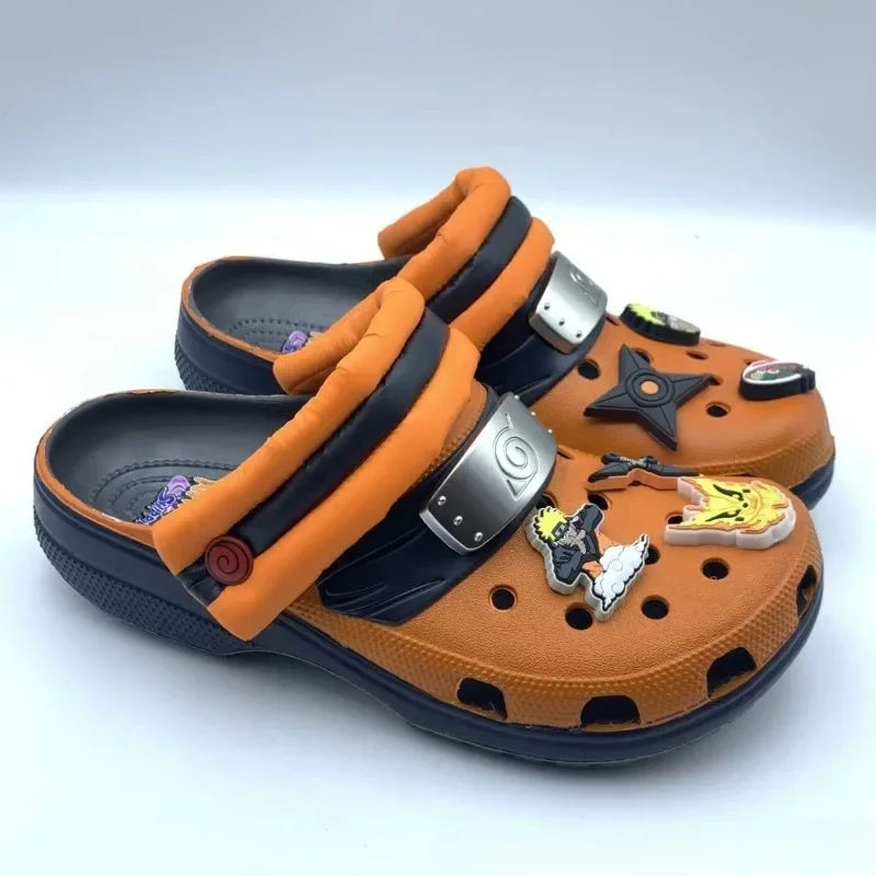 Naruto Anime Summer Men's Sandals Thick-Soled Non-Slip Slippers Sasuke Itachi Kakashi Breathable Toe-Cap Casual Beach Slippers
