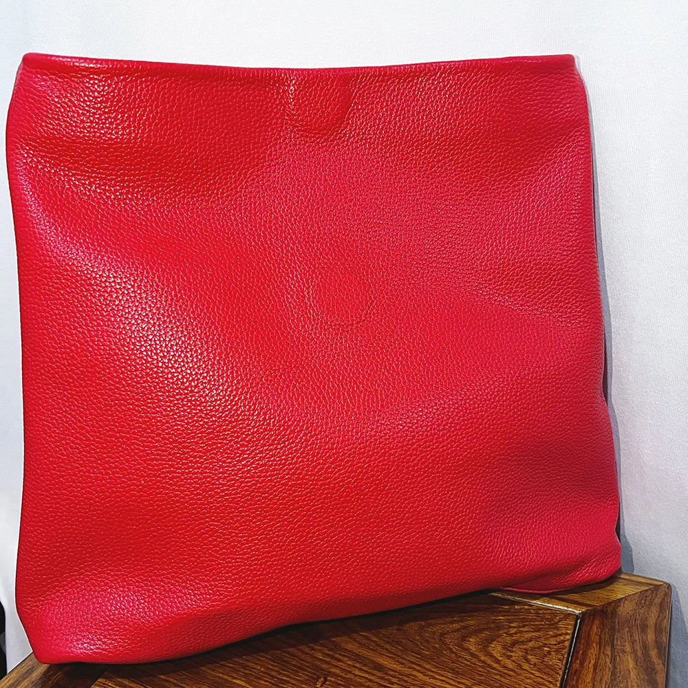 100% Genuine Leather Cowhide Handbag High Quality Leather Women's Foldable Designer Handbag Simple Magnet Handle Bags