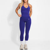 Women's Yoga Set Bum Balance Fitted Halter Tops & Shaping Pants 2pcs Yoga Sportwear Workout Gym Clothing High Waist Leggings Set