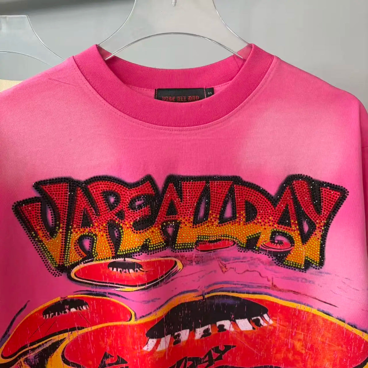 Men's Oversized Rhinestone Letter Cotton T-Shirt
