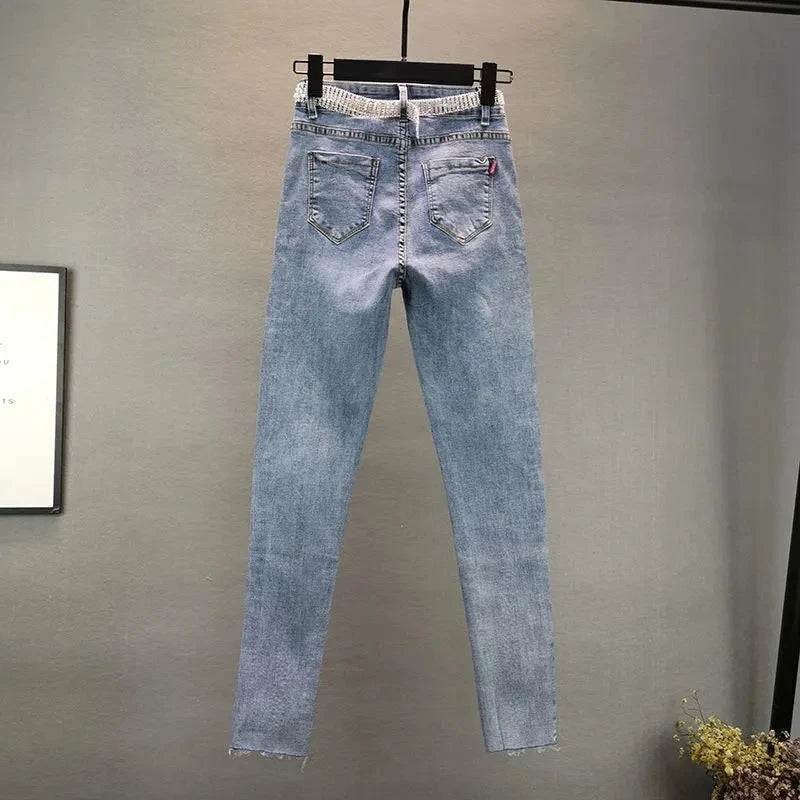 Women's High-Waist Slim Denim Pencil Jeans | S–5XL