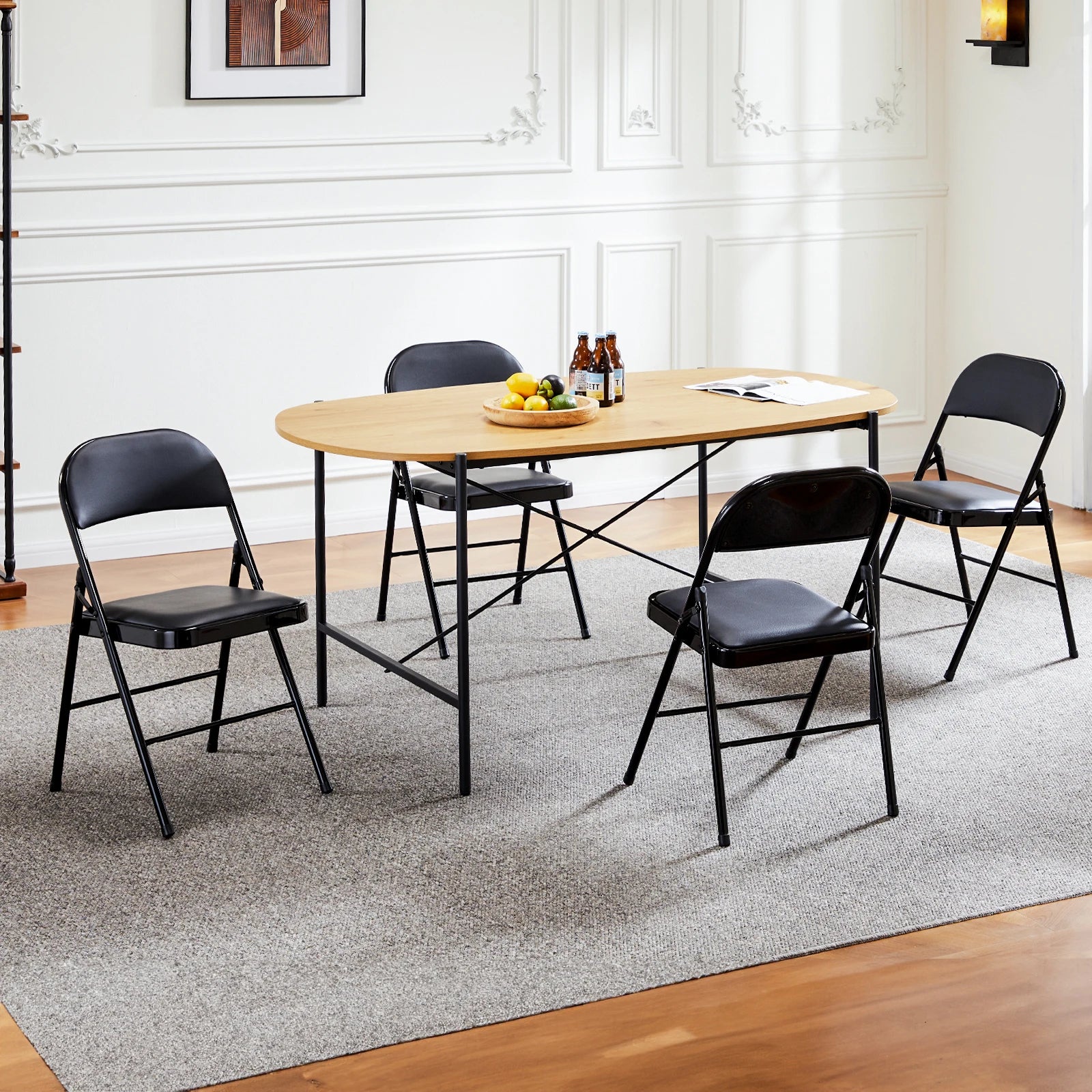 JHK Faux Leather Folding Chair Set of 2 | Elegant & Sturdy