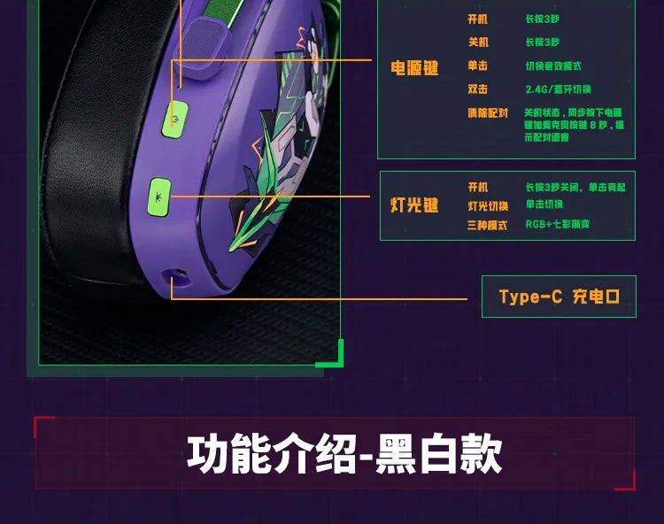 VALKYRIE VK S1 Gaming Headset Wireless Triple-Mode Detachable Microphone 15ms Ultra-Low Latency Esports Chip Gamer Headphones