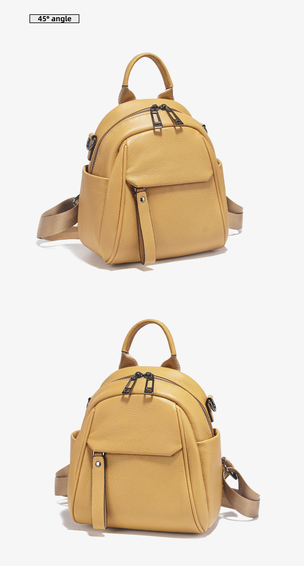 Zency Soft Genuine Leather Women Small Casual Backpack Travel Rucksack Shoulder Bag Purse Preppy Style Mochila 2025