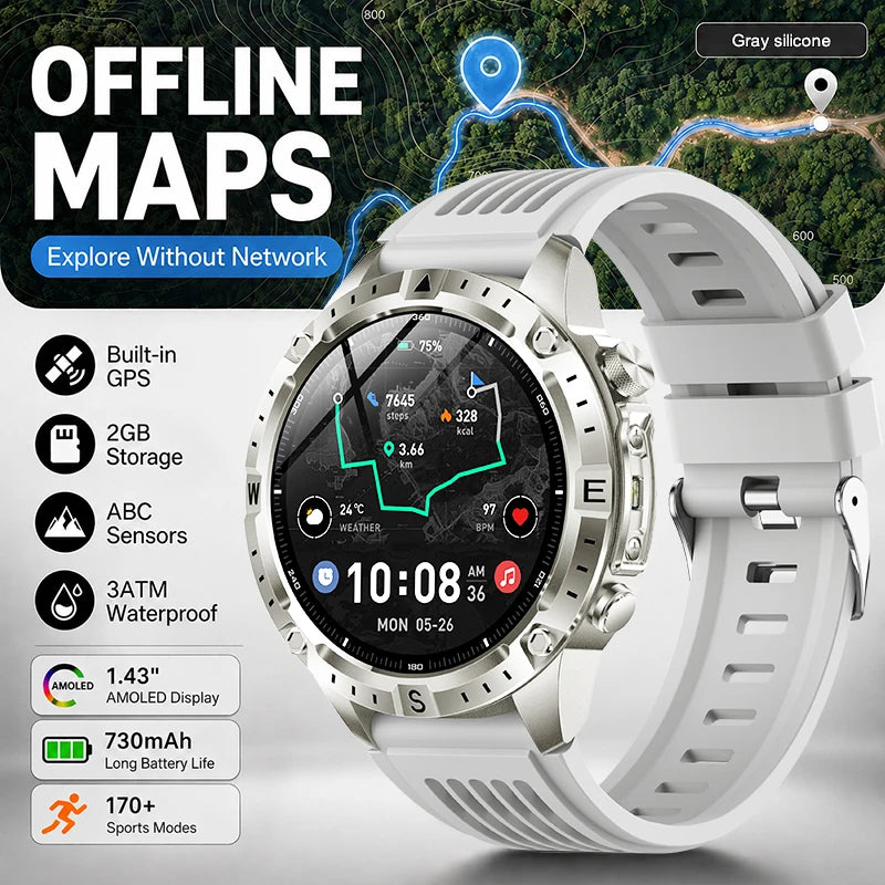 GUHUAVMI TANK Y102 – Military GPS Smart Watch for Men