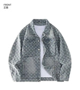 Fashionable Premium Jacquard Washed Denim Jacket for Men - Autumn New Arrival American Vintage Distressed Streetwear Style