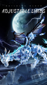 FUNXINEE 1676Pcs Premium Ice Dragon Bricks Advanced Building Challenge Light Glowing Eyes Moving Joints MOC Collectible Gift
