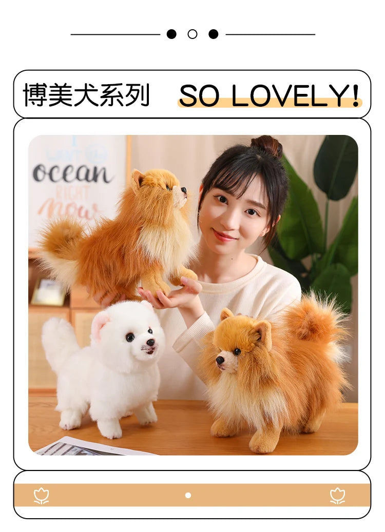 Premium Simulation Pomeranian Dog Plush Toy Cute Stuffed Animals High Quality Puppy Plushies Doll Cartoon Soft Kids Toys Gifts