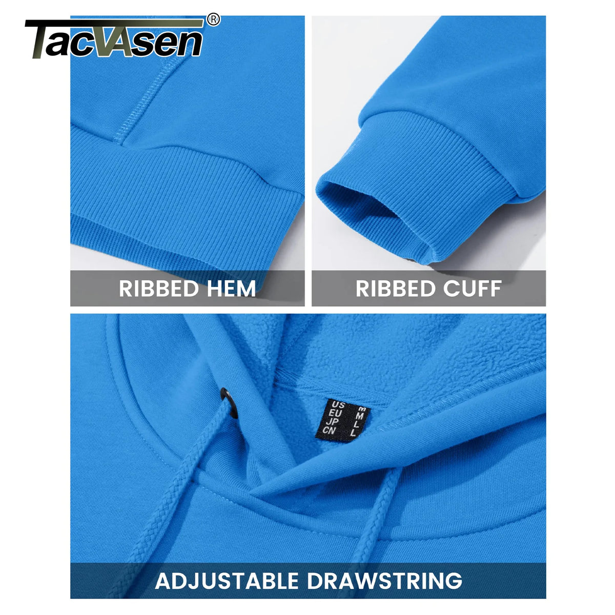 TACVASEN Autumn Winter Fleece Hoodies Mens Thermal Warm Hooded Sweatshirts Pockets Casual Hoodies Pullover Tops Male