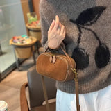 Russian Women's Genuine Suede Cowhide Leather Shoulder Bag Soft Cow Versatile Ladies Crossbody Bag Trendy Luxury Female Designer