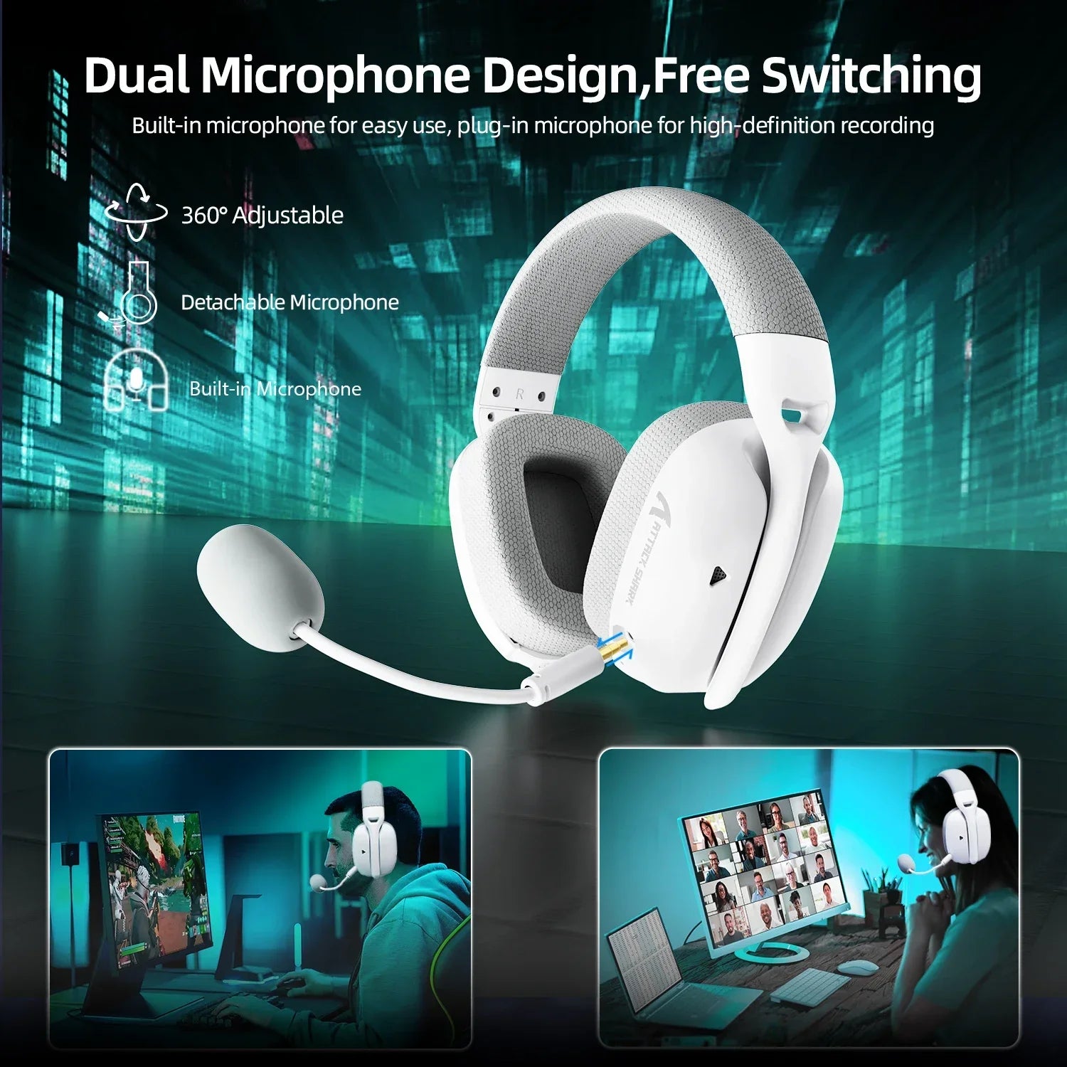 ATTACK SHARK L80PRO Wireless Gaming Headset Tri-Mode 2.4G Bluetooth Wired Ultra-Light Low Latency Noise Cancelling with Mic