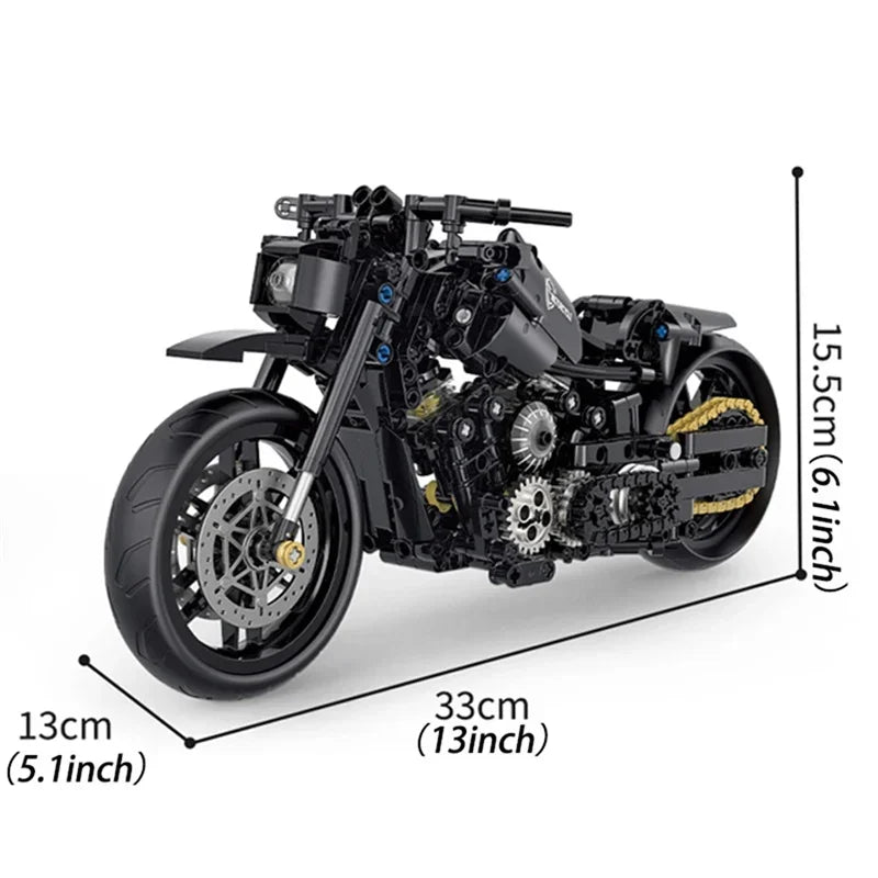 Technical MOC Construction Bricks Motorcycle Model Creative Building Kit Assembly Toys Educational Gift for Children Boys Girls