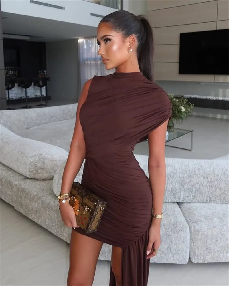 Elegant Ruched Sleeveless Mini Dress