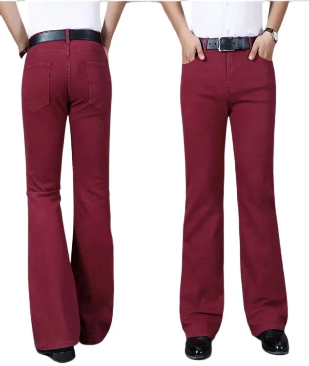 Men's Mid-Rise Flare Jeans | Slim Fit Denim Trousers