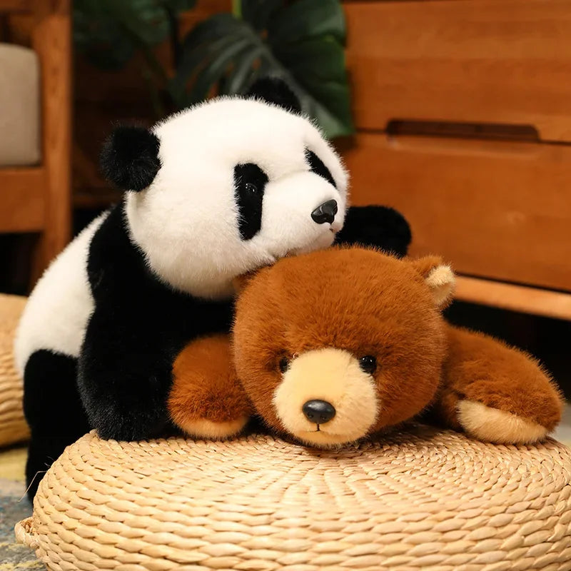 Soft Animal Plush Pillow – Bear & Panda Cuddle Doll