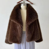 Gradient Faux Fox Fur Overcoat