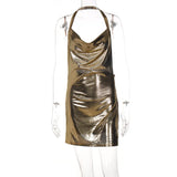 Elegant Sequin Halter Mini Dress