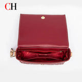 CH Crossbody Bag For Women Luxury Monogram Leather Handbag Fashion Wide Strap Shoulder Bag Elegant Lock Flap Bag For Daily Use