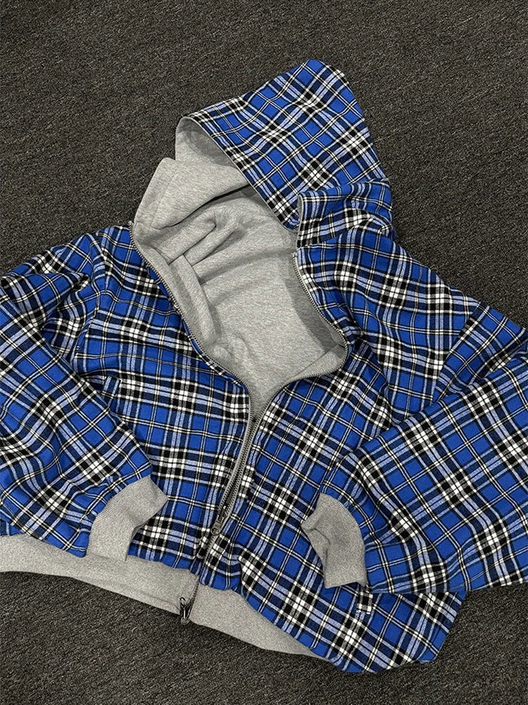 Reversible Plaid Zip-Up Hoodie