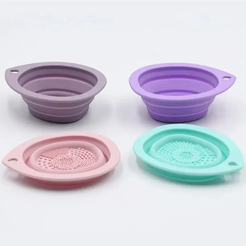 USA-Made Foldable Silicone Makeup Brush Cleaner & Powder Puff Washing Bowl