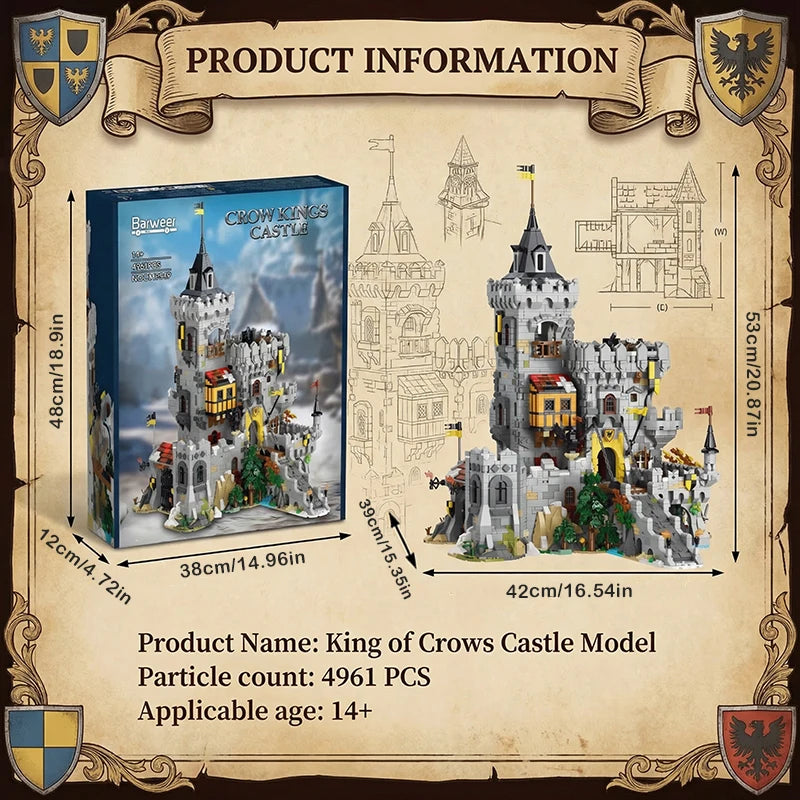 King of Crows Medieval Castle Building Blocks Set 4961PCS Fortress Construction Bricks Model Kit Assembly Toys for Adults Gift