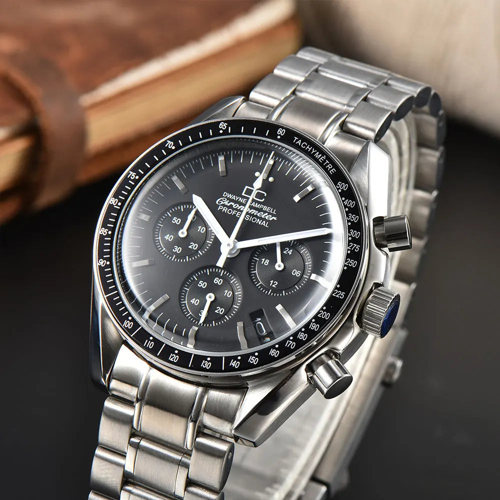 VK63 Chronograph Men's Watch | Panda Dial | 100M Water Resistant