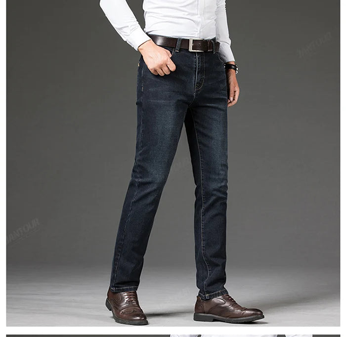 Cotton Men's Jeans Denim Pants Brand Classic Clothes Overalls Straight Trousers for Men Black Oversize Large Size 35 40 42 44 46