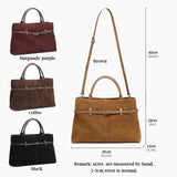 Oversized Suede Leather Briefcase Spacious Handheld Shoulder Crossbody Bag Women Slouchy Commuting Premium Light Luxury Handbag