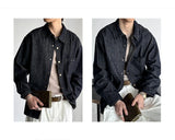 Men's American Vintage Washed Raw Denim Work Shirt Loose Fit Casual Trendy Overshirt Coat Premium Lyocell Spring Fall Streetwear