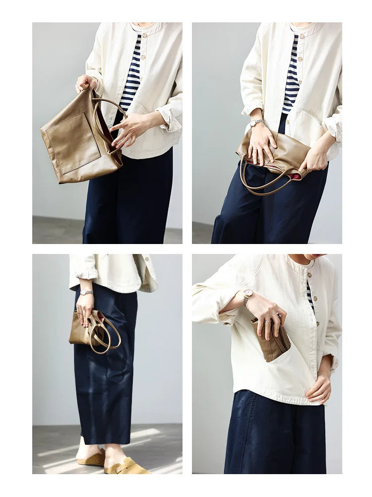 Women Genuine Leather Tote Luxury Light Weight And Comfortable To Use Handbag Colorful Soft Shopping Bags