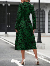 Elegant Print Belted Midi Dress
