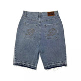 Harajuku Retro Letter Embroidery Denim Shorts