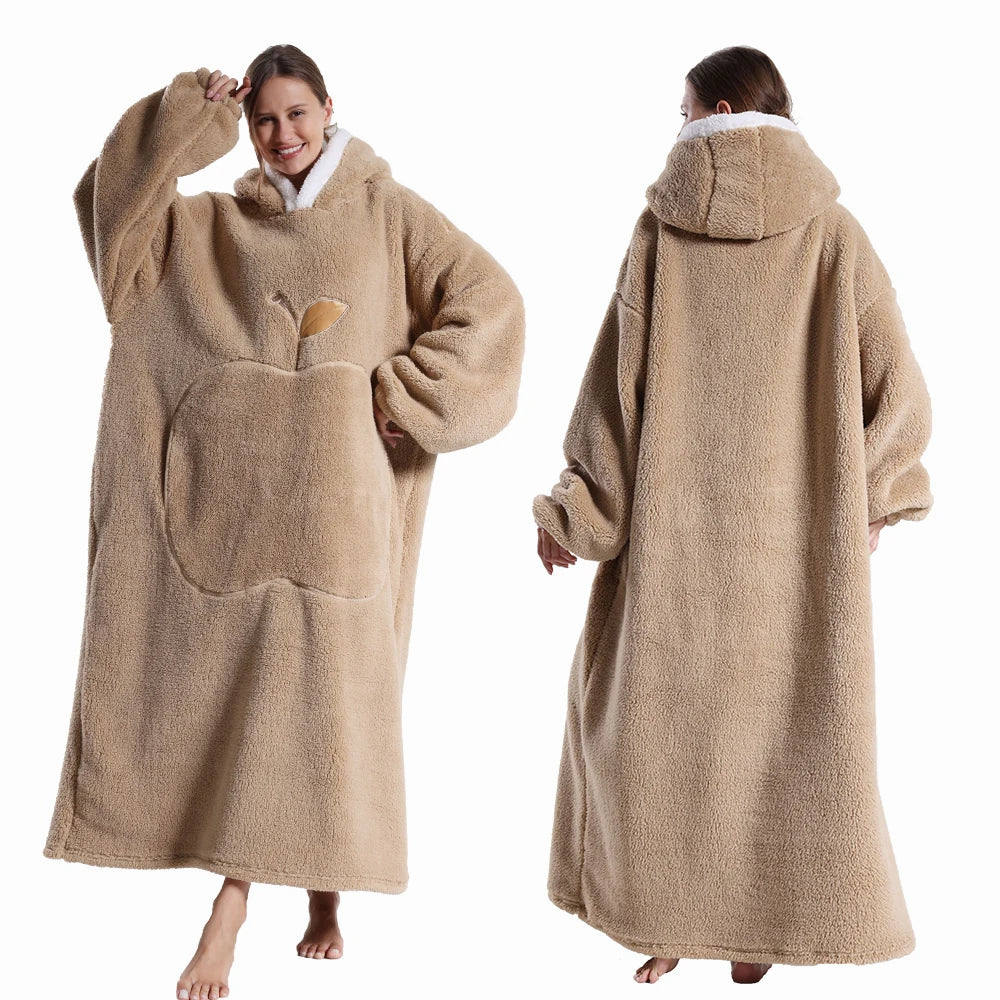 Extra Long Hooded Wearable Blanket