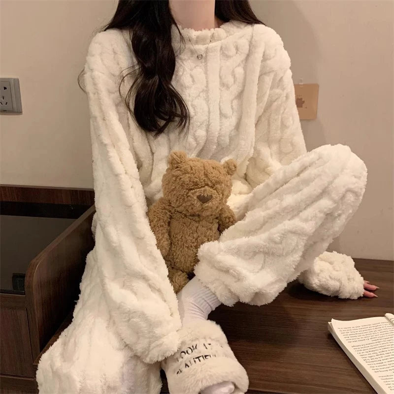 Women's Coral Velvet Winter Pajama Set