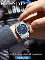 2025 New luxury military man watch square waterproof bright Date week men watch stainless steel Quartz men watches Reloj + box