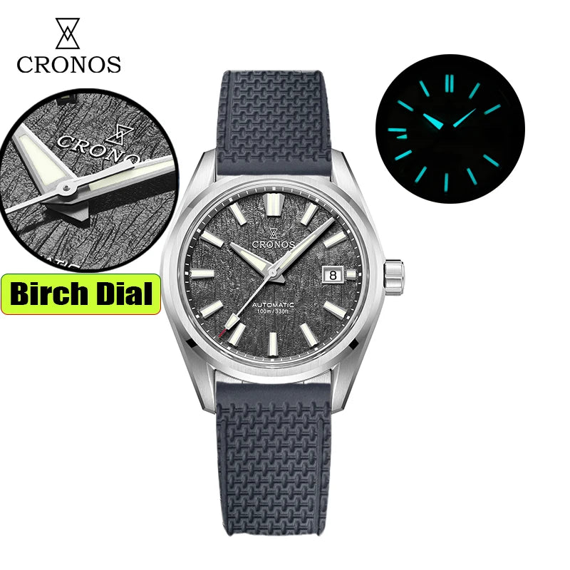 Cronos New 39mm Texture Luxury Men Business Dress Watches SW200 Automatic Mechanical Waterproof 100m L6037M