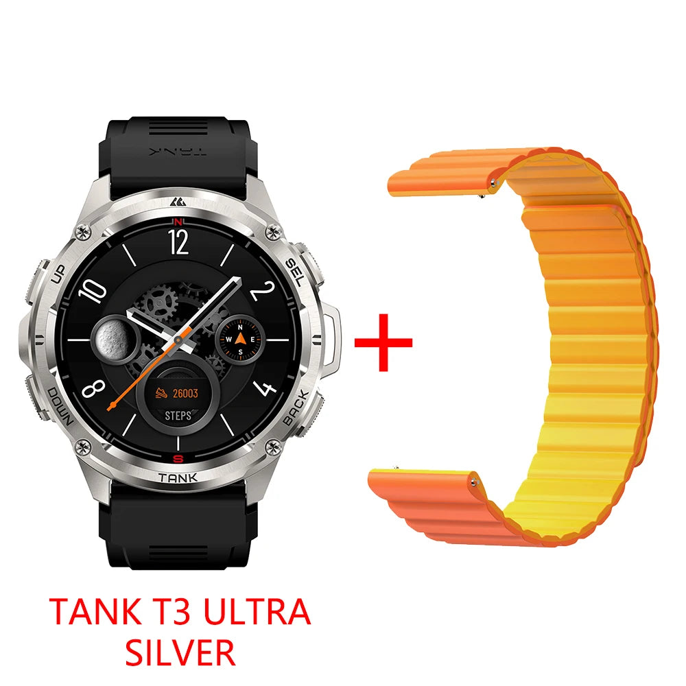 2025 KOSPET TANK T3 Ultra GPS Smart Watch For Men Smartwatch Women 470mAh Battery Digital Fitness AMOLED AOD Bluetooth Watches
