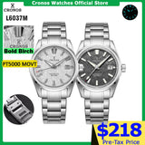 Cronos Men Watch 39mm Automatic Wristwatches White Dial Solid Links Sapphire 10 ATM L6037M