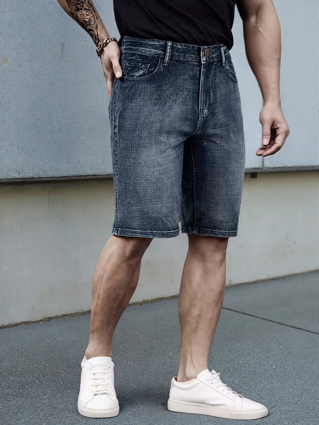 Men's Slim Fit Stretch Denim Shorts — Casual Summer Jean Shorts