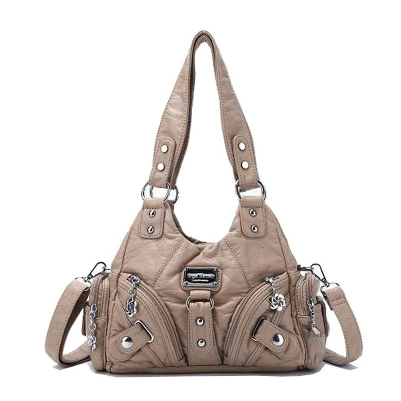 Angelkiss Women Handbags Rose Soft Tote Bag Small Top-handle Purse Fashion Satchel Multi-Pockets Shoulder Bag Hobos Phone Pack