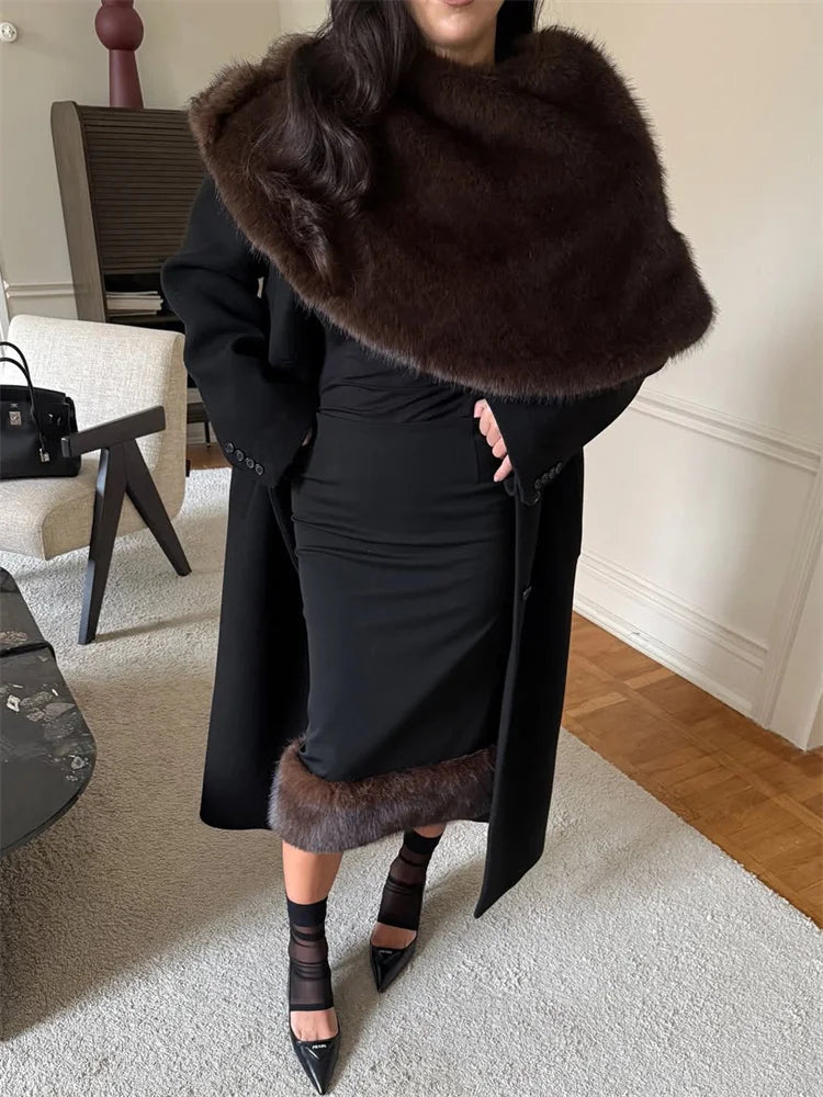 Elegant Fur & Feather 2-Piece Maxi Set