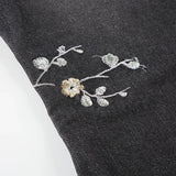 Weekeep Floral Embroidery Low Rise Flared Jeans Women