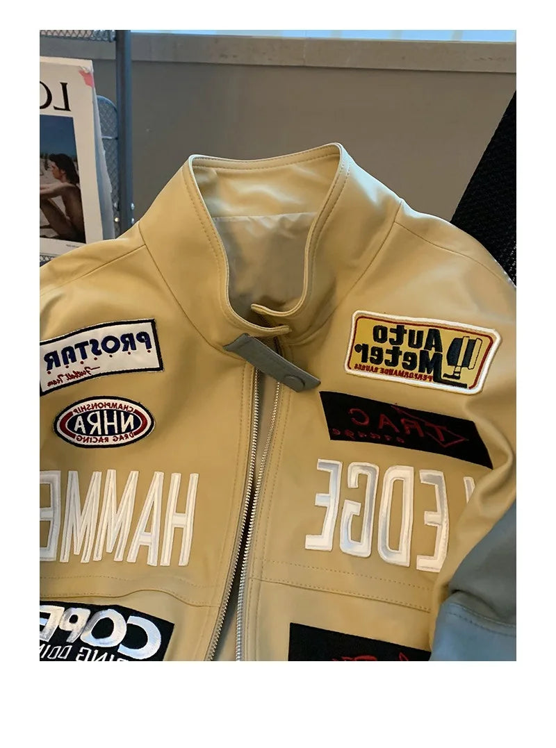 Retro Embroidered Unisex Moto Jacket