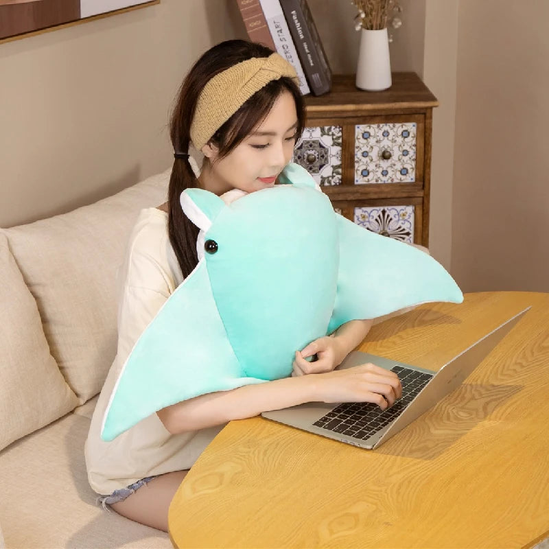Kawaii Manta Ray Plush Pillow — Soft Marine Life Toy