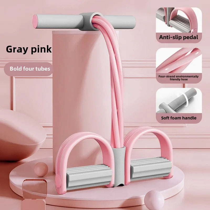 6 Tubes Natural Rubber Pedal Resistance Bands with Handles Multifunctional Yoga Pedal Puller Elastic Tension Rope Full Body Slimming Stretching Trainer Fitness Exercise Equipment for Abdomen Waist Arm Leg Home Gym Yoga Workou