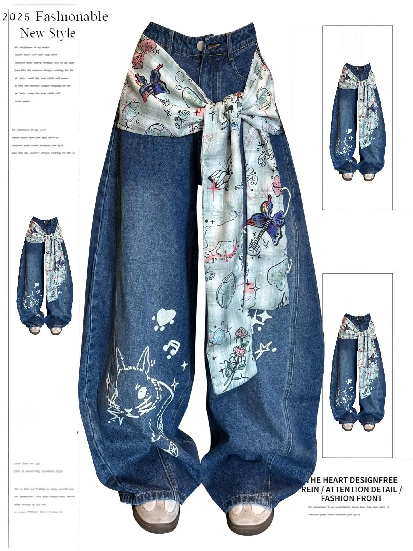 Y2K Baggy Cartoon Embroidery Jeans