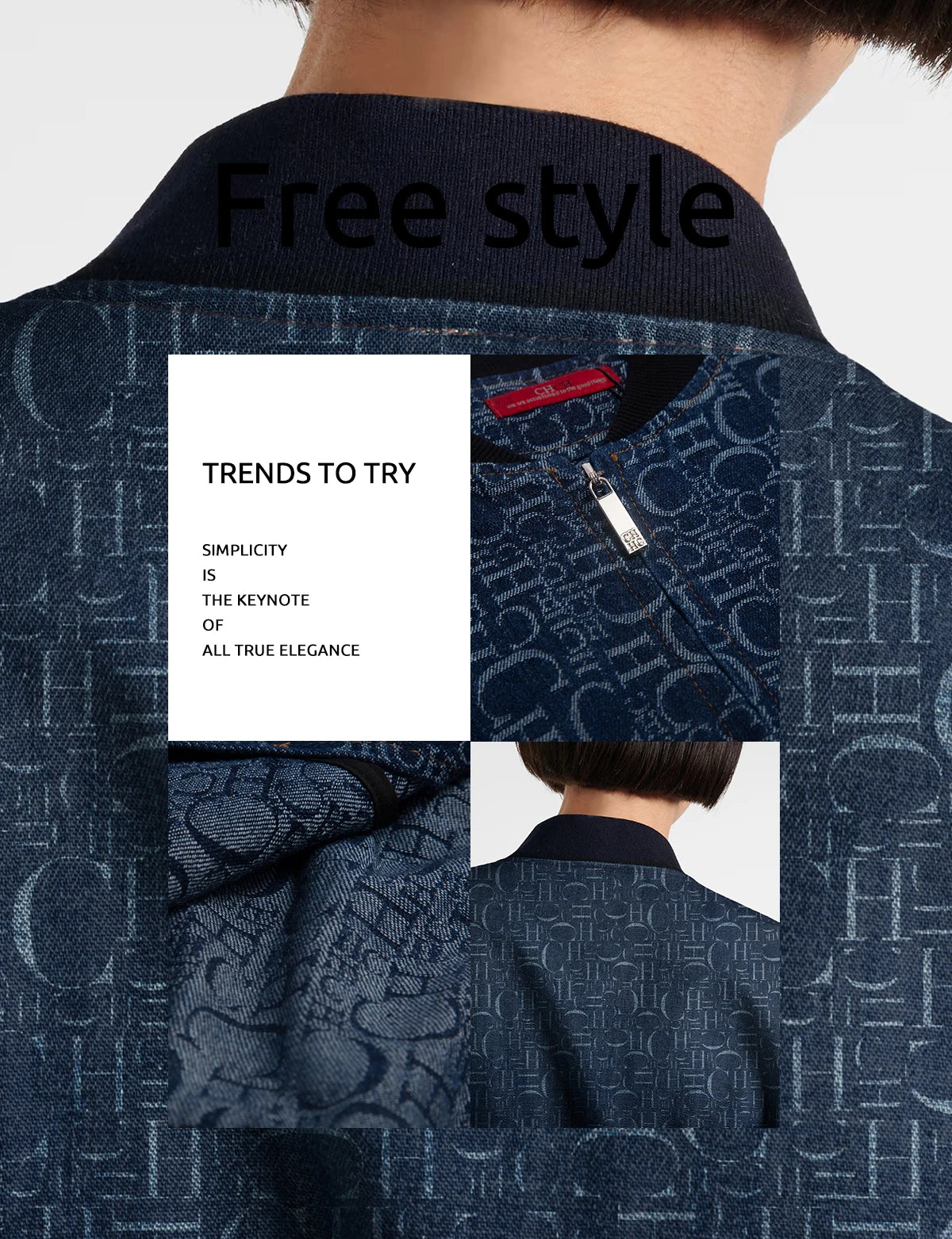Spring Denim Casual Zipper Jacket – Simple Letter Print Coat