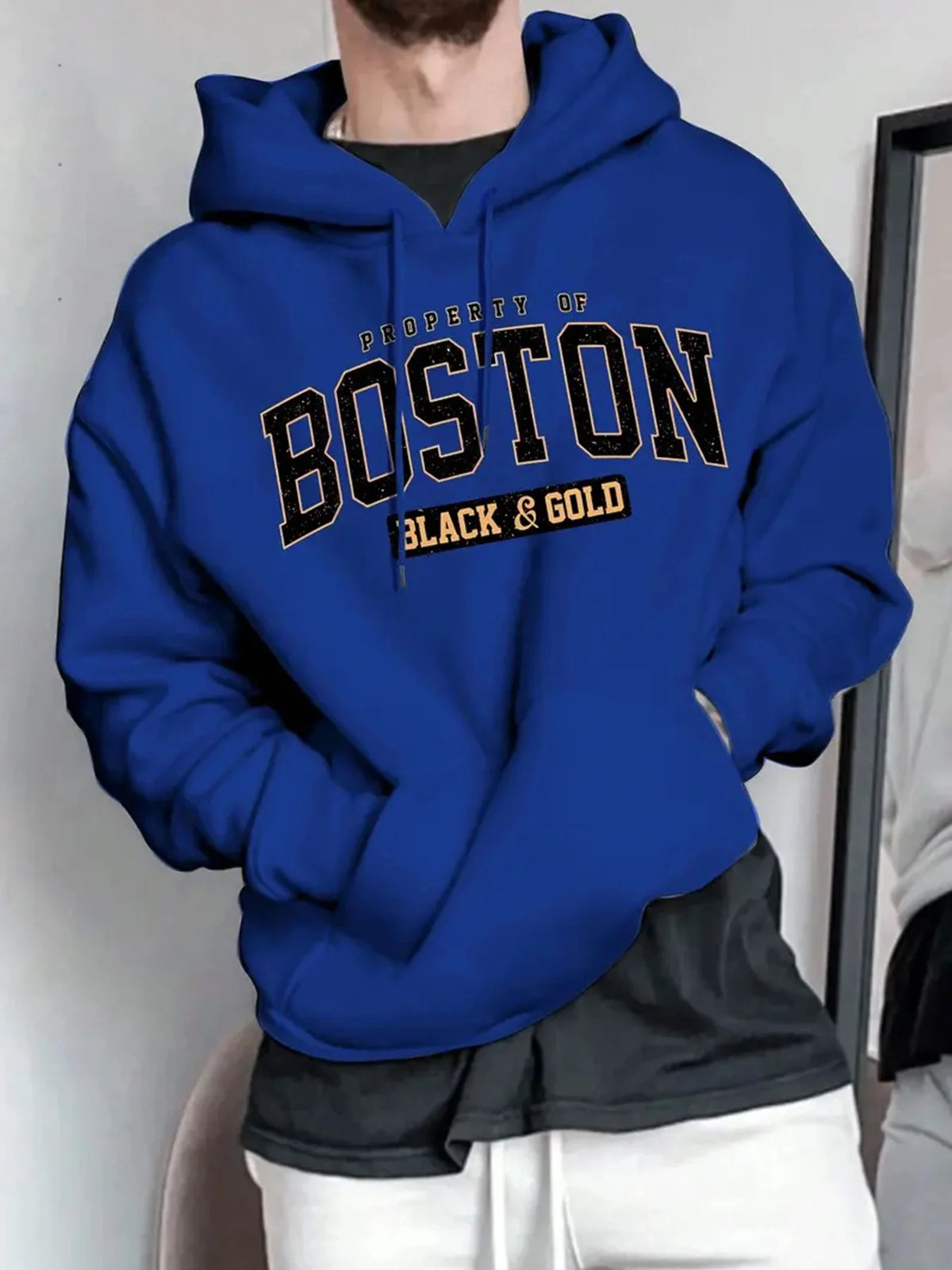 Men's Boston Print Fleece Pullover Hoodie
